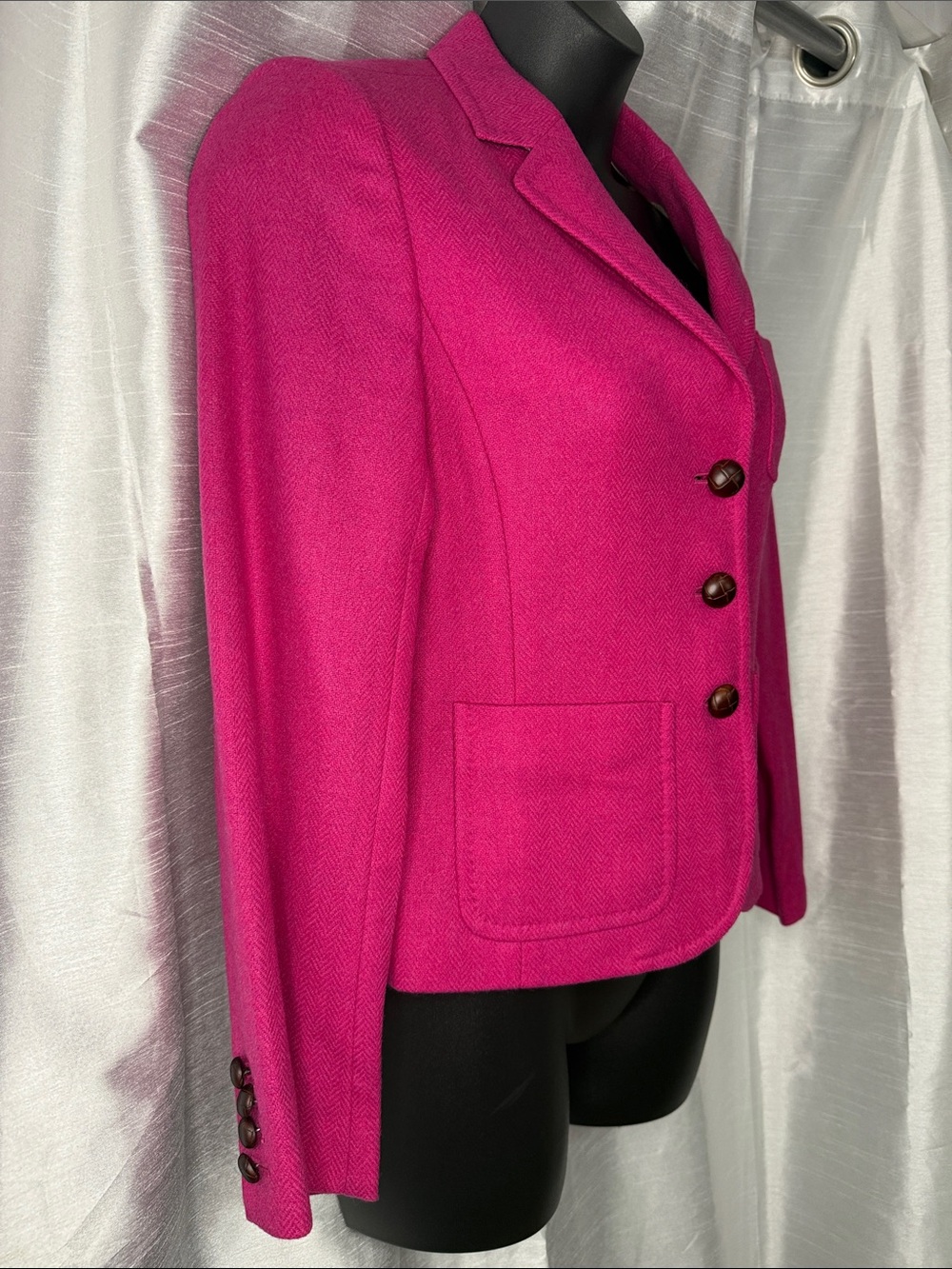 J Crew Robert Noble Scottish Wool Blazer Hot Pink Original Garment Bag Womens 10 - Picture 3 of 13